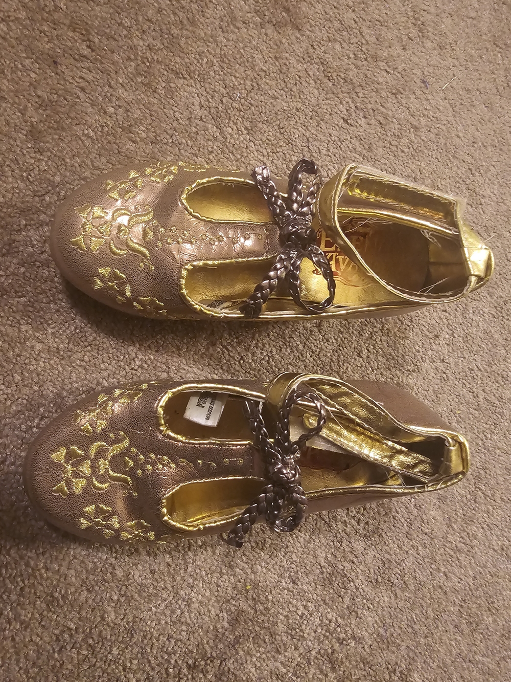 Disney Elena of Avalor Gold Metallic Floral Mary Jane Girls' Dress Shoes